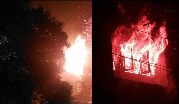 আওয়ামী লীগ সভাপতি শেখ হাসিনার বাসভবন সুধা সদনে আগুন দিয়েছেন ছাত্র-জনতা